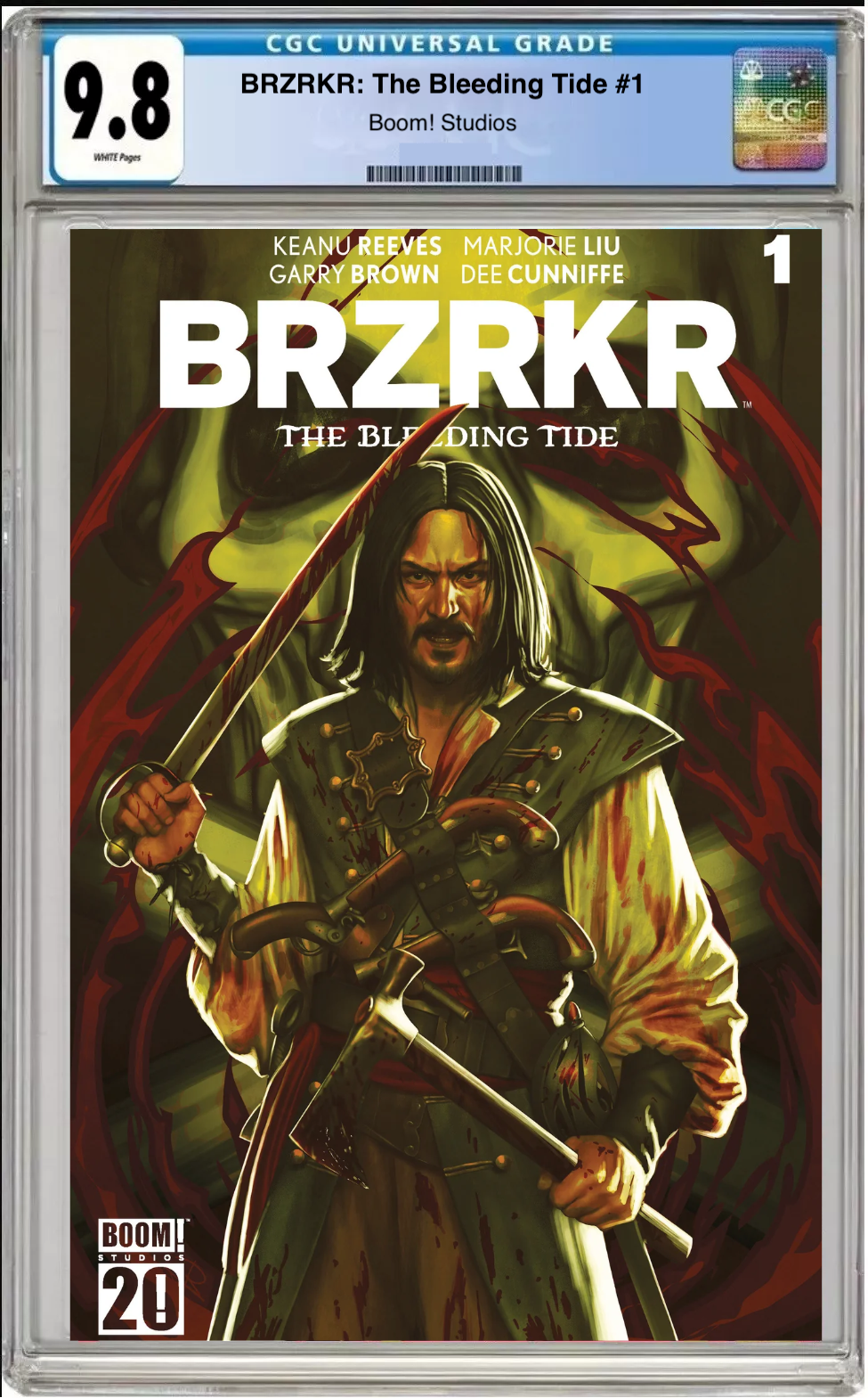Comic book cover of BRZRKR: The Bleeding Tide #1 Cover B with CGC grading label.