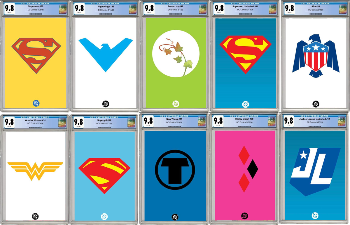 Collection of 20 DC Symbol Card Stock Variant Covers CGC 9.8 in pristine condition. 2