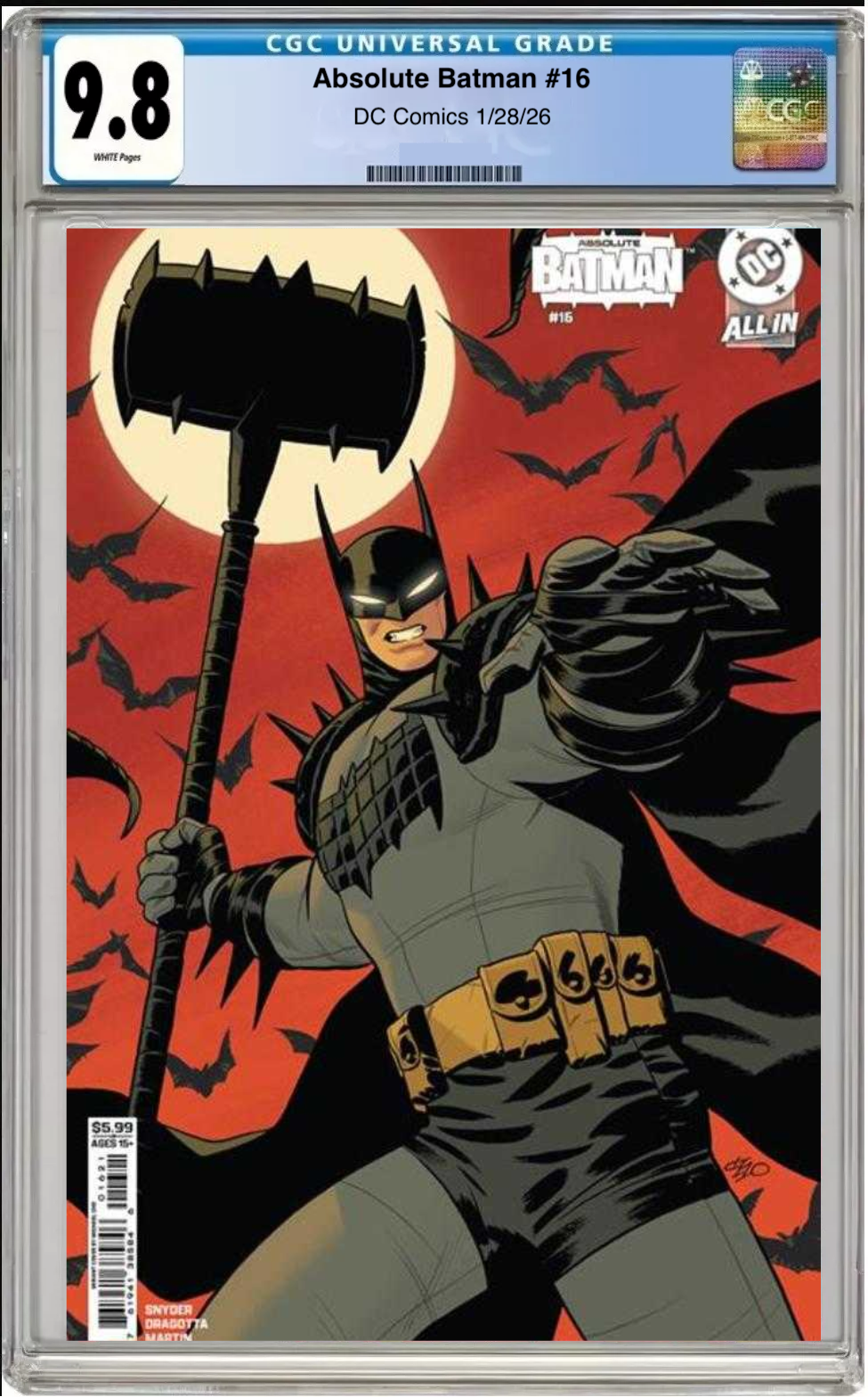 Comic book cover of Absolute Batman #16 Cover B with CGC grading label.