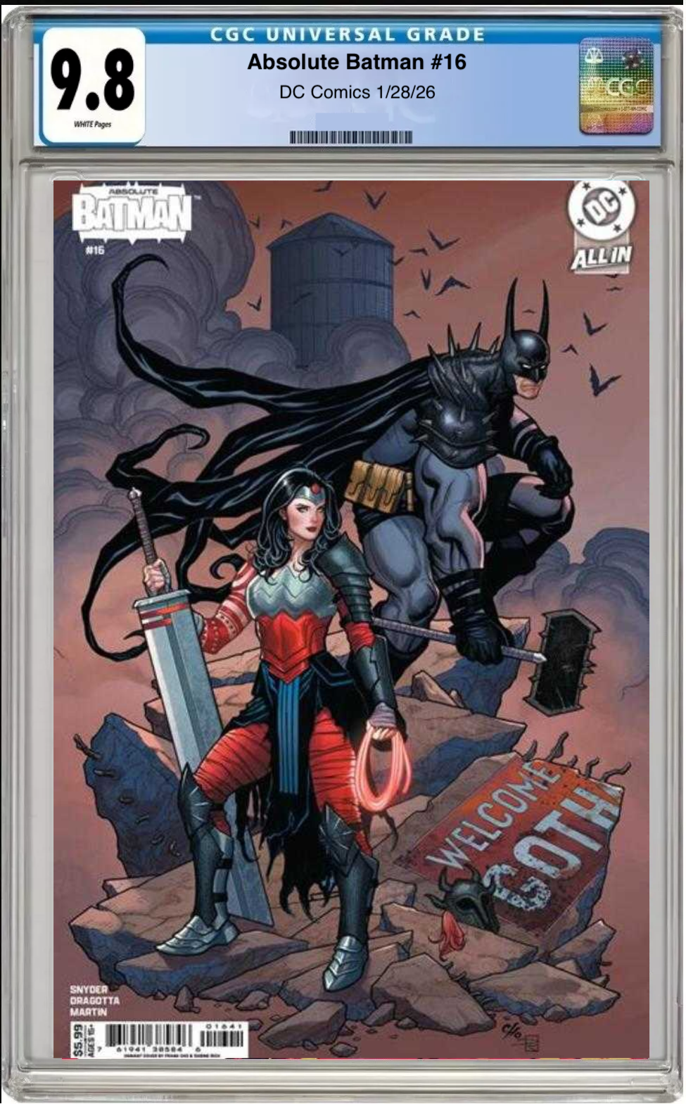 Comic book cover of Absolute Batman #16 Cover D with CGC grading label.