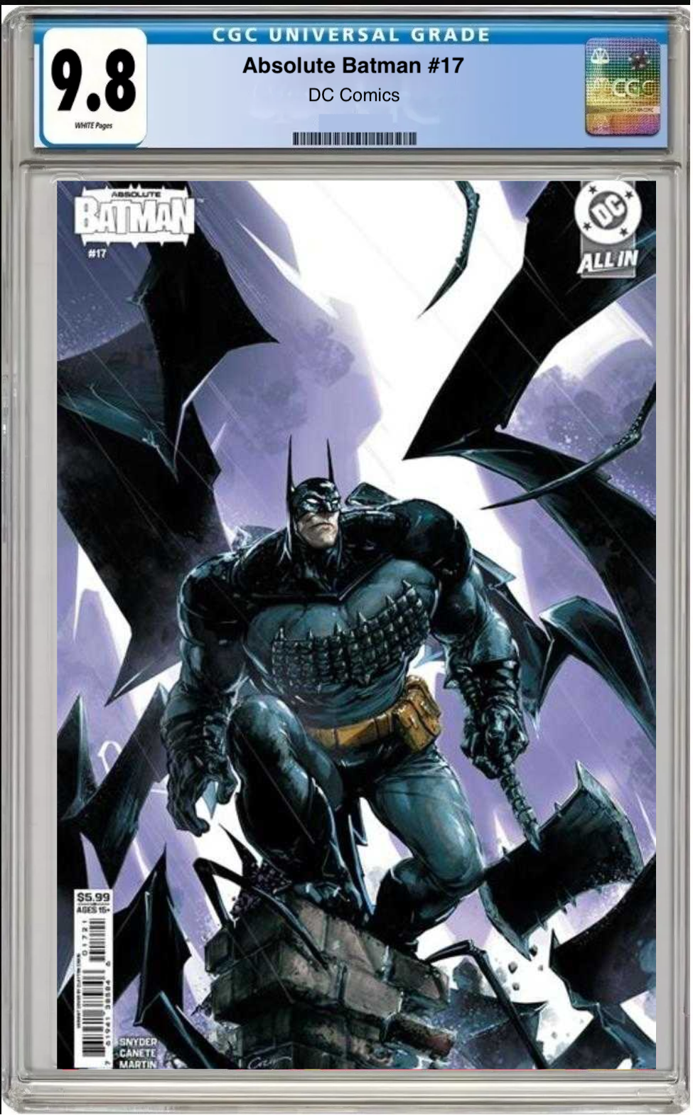Comic book cover of Absolute Batman #17 Cover B with CGC grading label.