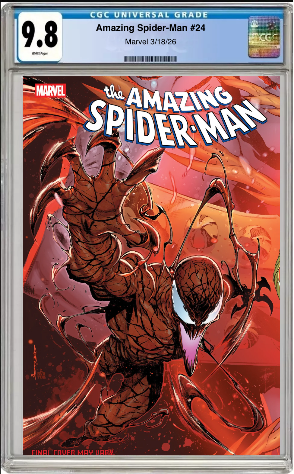 Comic book cover of Amazing Spider-Man #24 Iban Coello 9-Part Connecting Cover with CGC grading label.