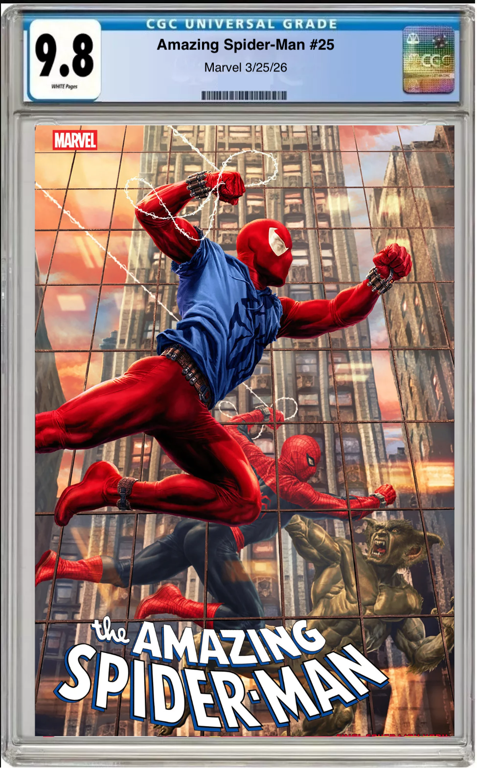 Comic book cover of Amazing Spider-Man #25 Lee Bermejo Amazing Visions Cover with CGC grading label.