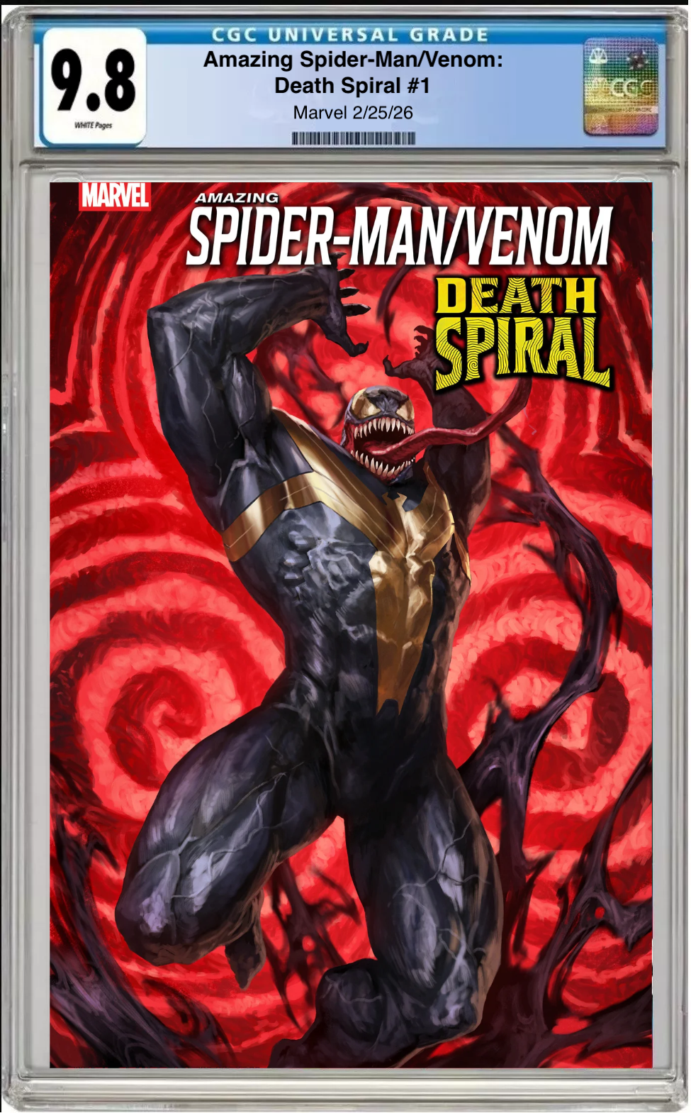 Comic book cover of Amazing Spider-Man / Venom: Death Spiral #1 Skan Venom Cover with CGC grading label.