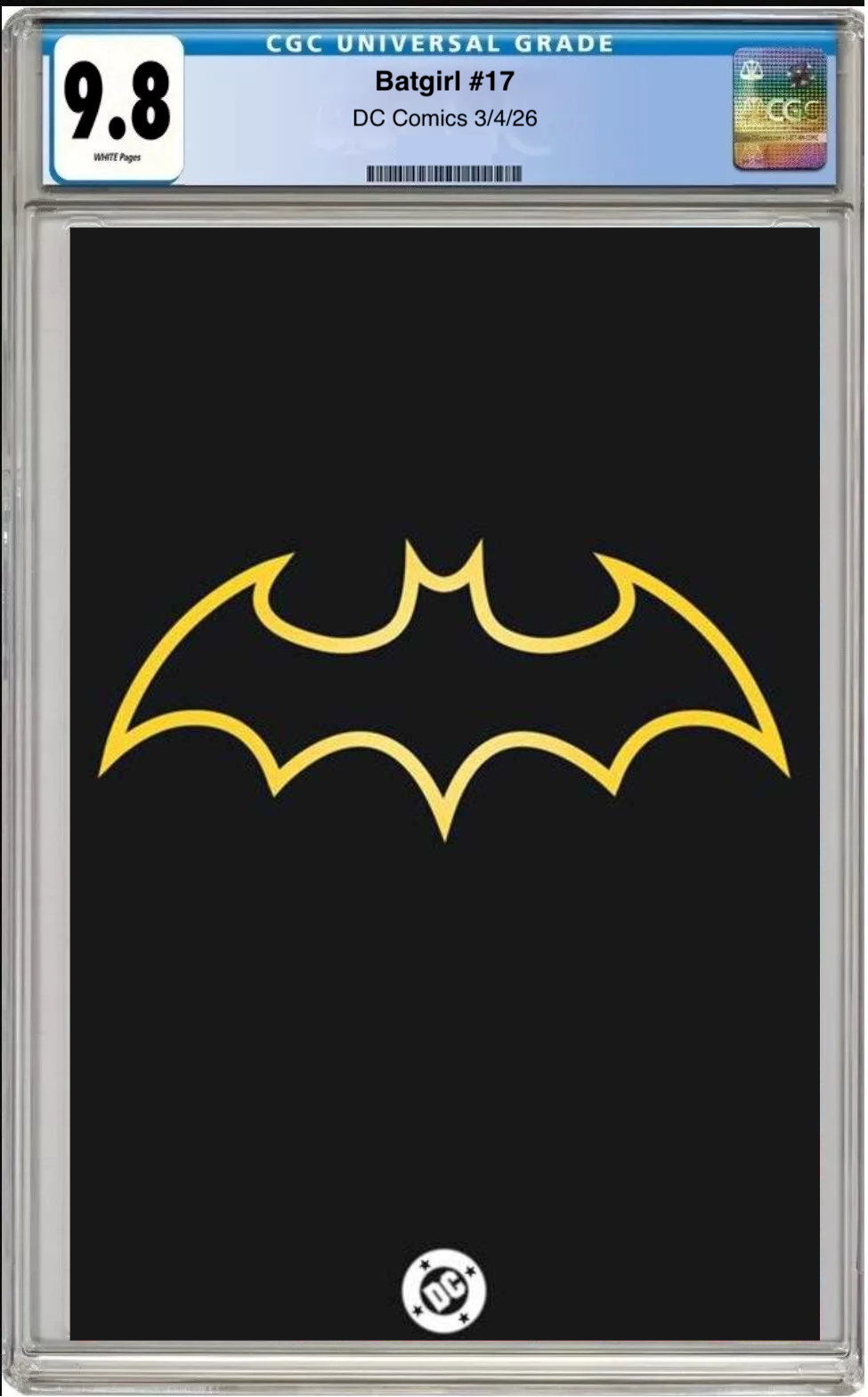 Comic book cover of Batgirl #17 Symbol Cover with CGC grading label.