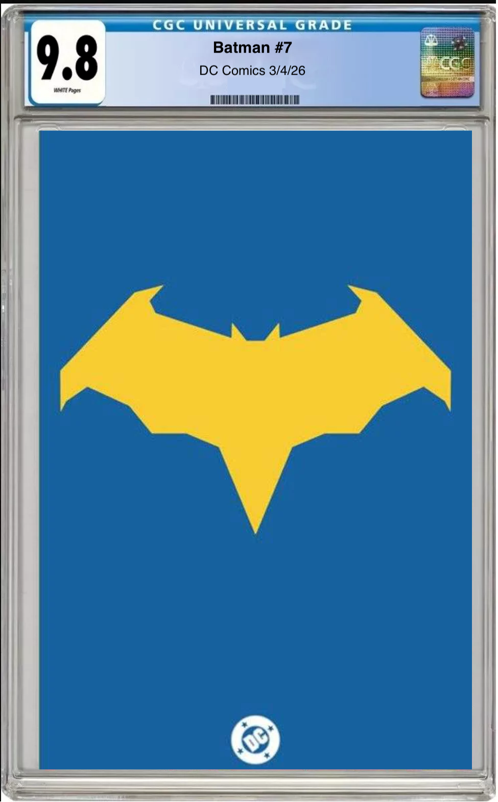 Comic book cover of Batman #7 Symbol Cover with CGC grading label.