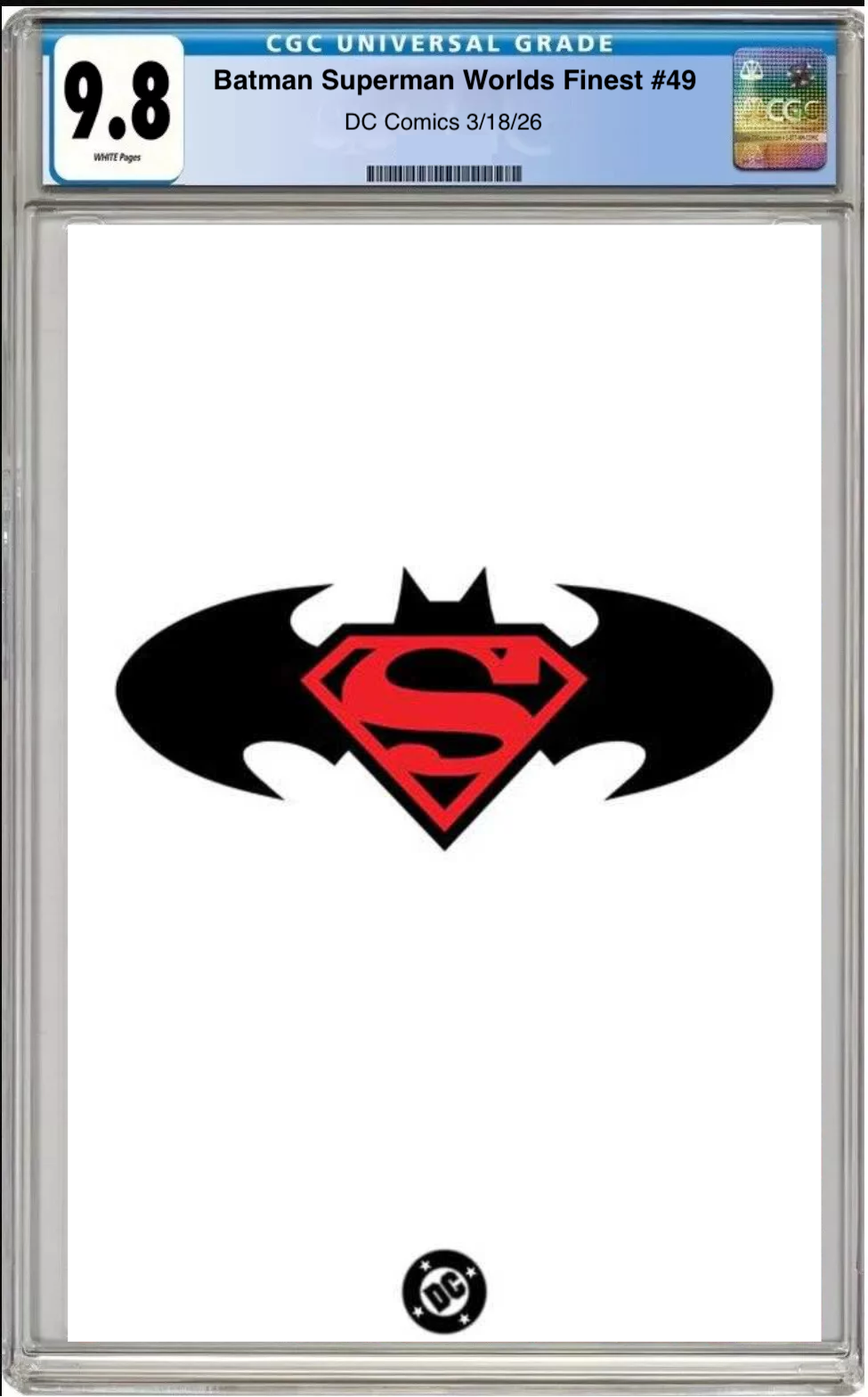 Comic book cover of Batman Superman World’s Finest #49 Symbol Cover with CGC grading label.