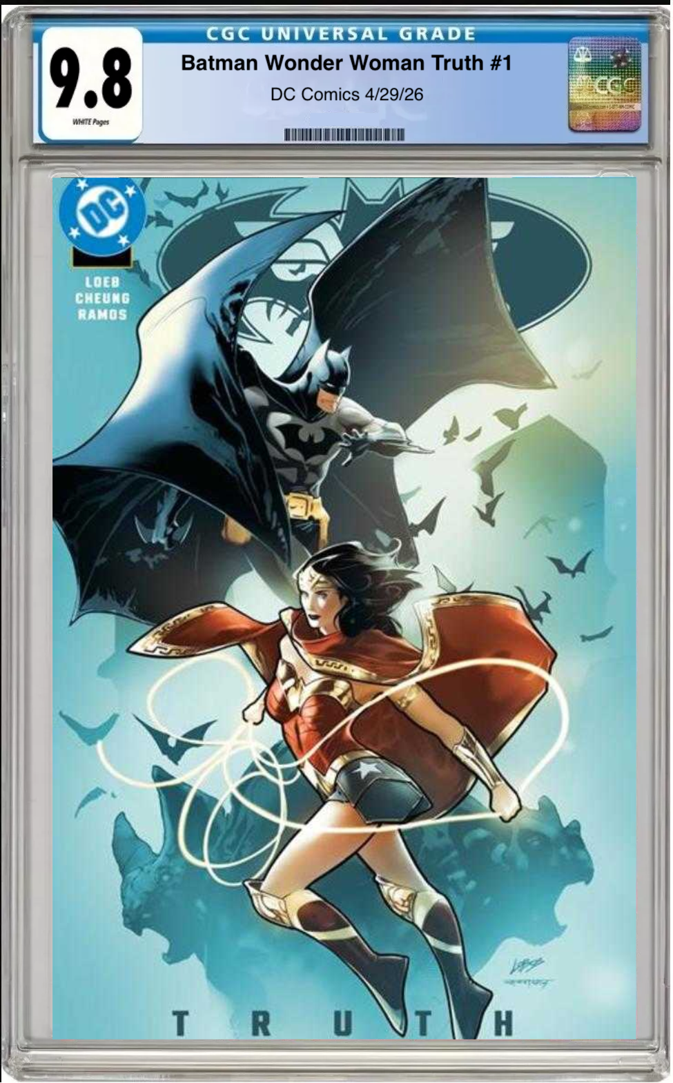 Comic book cover of Batman / Wonder Woman: Truth #1 Cover D variant with CGC 9.8 grading label.