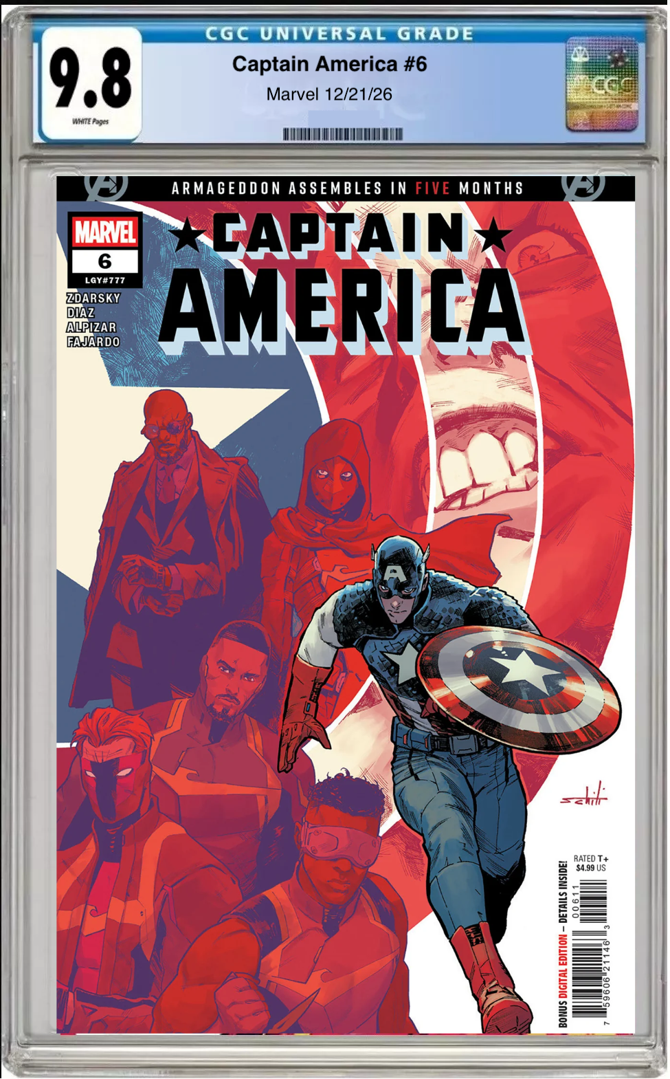 Comic book cover of Captain America #6 Main Cover with CGC grading label.