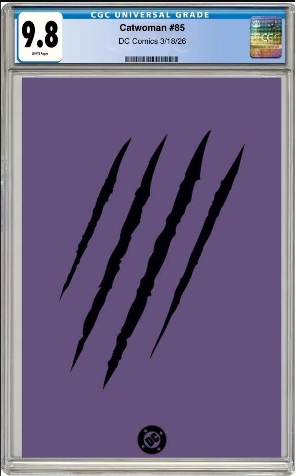 Comic book cover of Catwoman #85 Symbol Cover with CGC grading label.