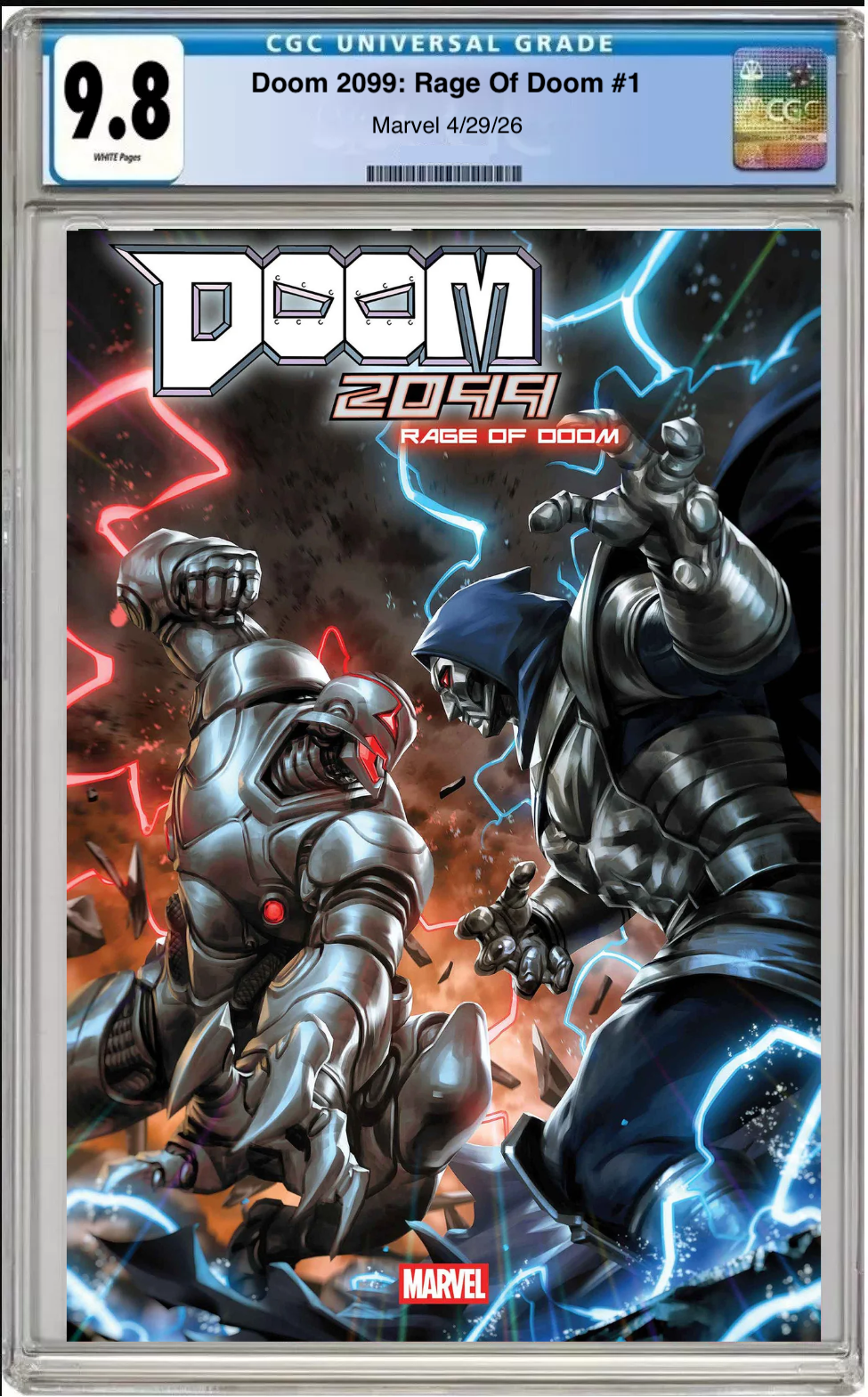 Comic book cover of Doom 2099: Rage of Doom #1 Derrick Chew variant with CGC 9.8 grading label.