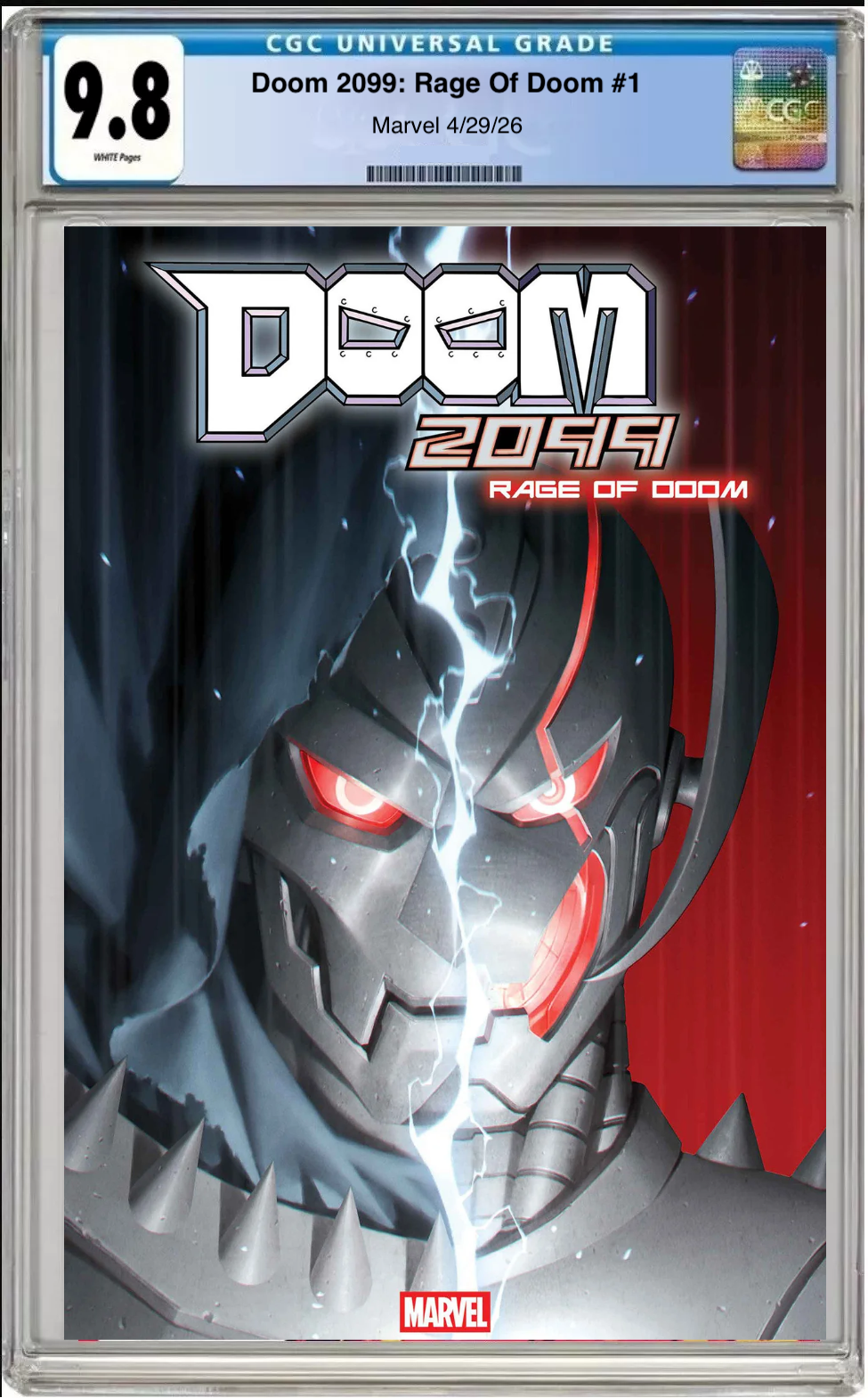 Comic book cover of Doom 2099: Rage of Doom #1 Main Cover with CGC 9.8 grading label.