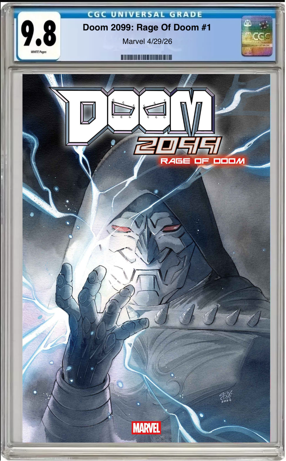 Comic book cover of Doom 2099: Rage of Doom #1 Peach Momoko variant with CGC 9.8 grading label.