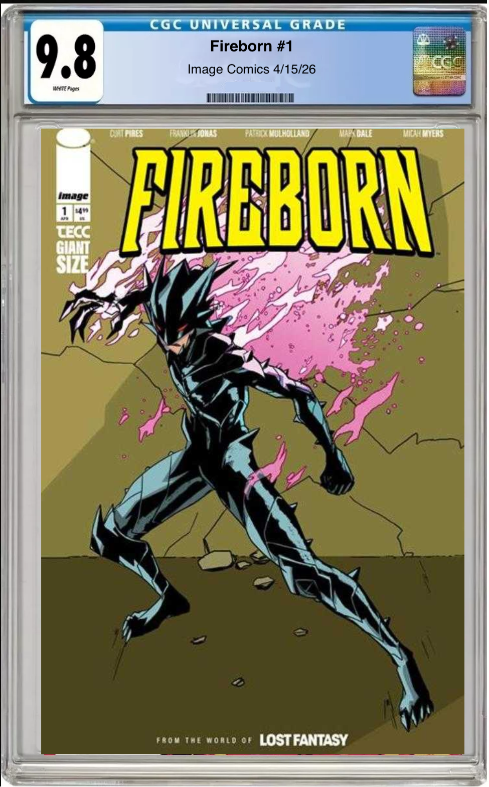 Comic book cover of Fireborn #1 Cover B with CGC grading label.