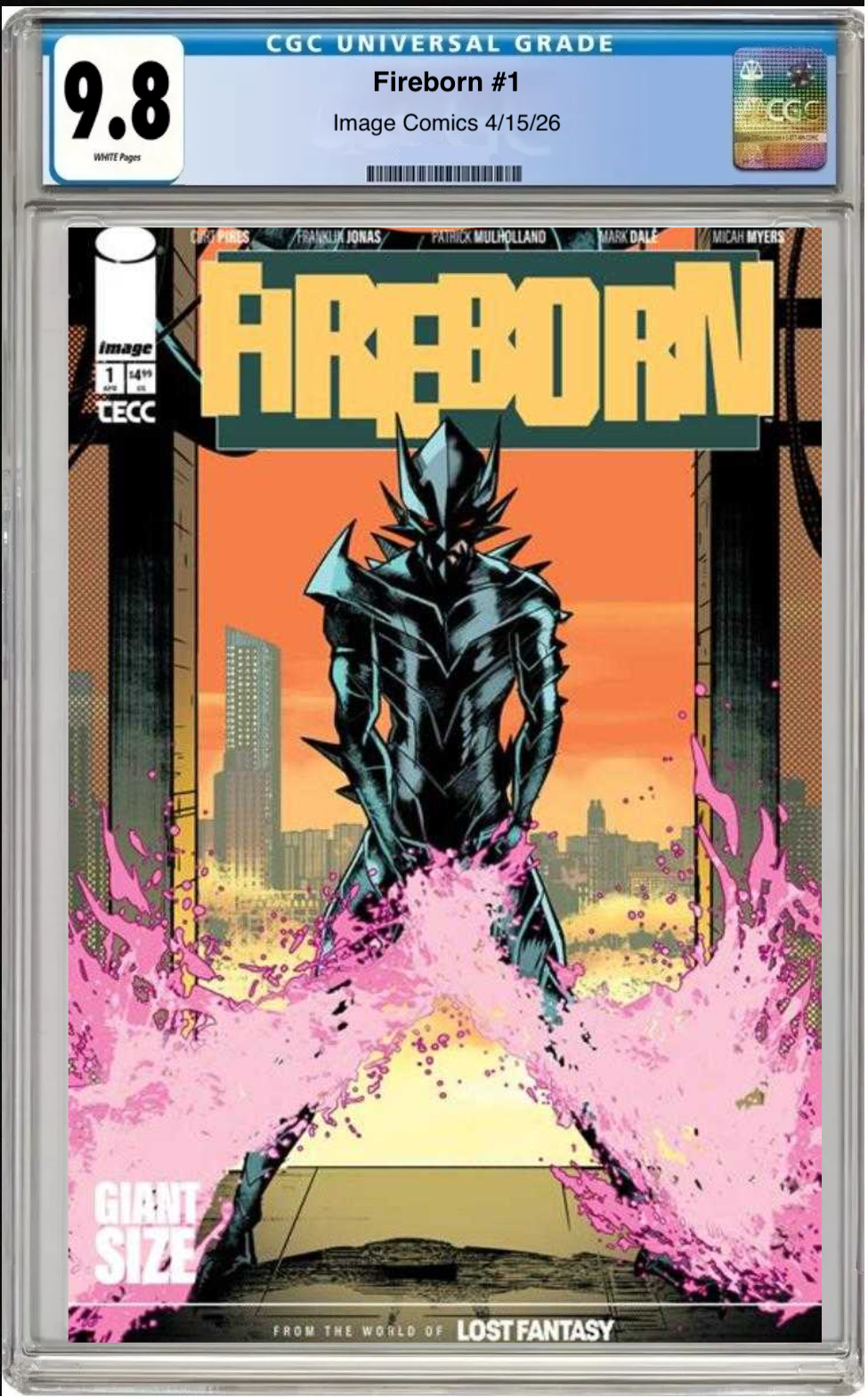 Comic book cover of Fireborn #1 Cover C with CGC grading label.