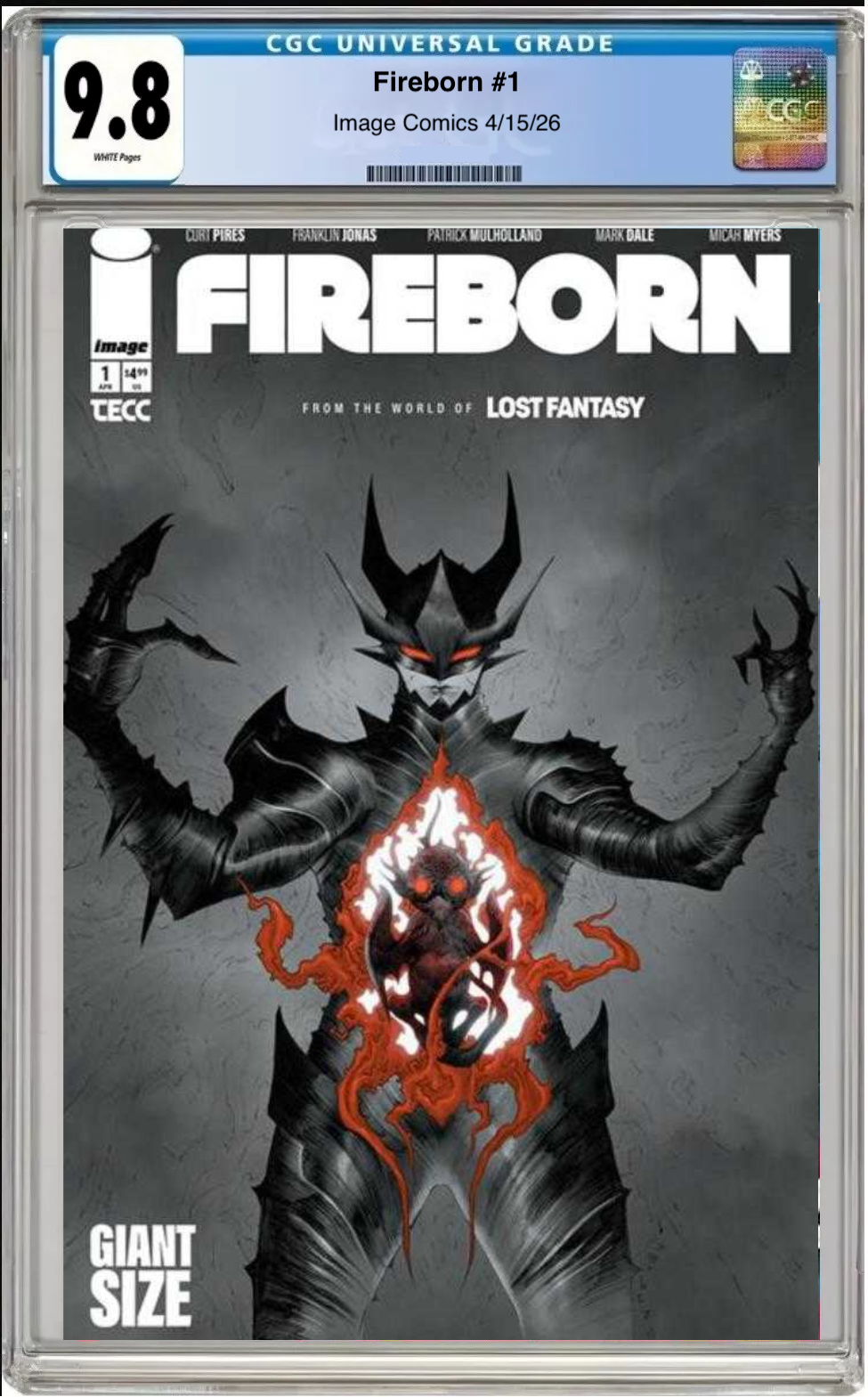 Comic book cover of Fireborn #1 Cover M with CGC grading label.