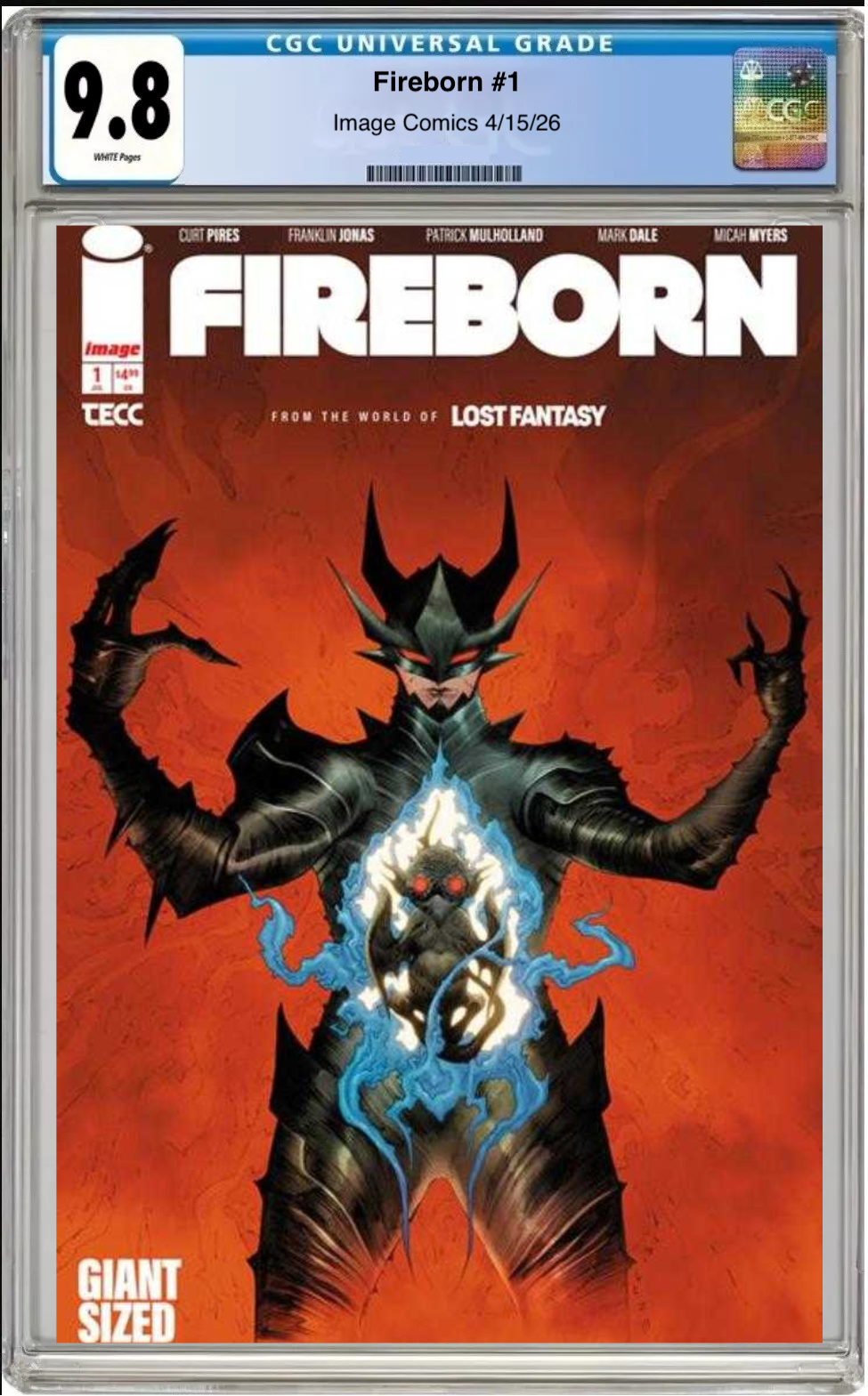 Comic book cover of Fireborn #1 Foil Cover D with CGC grading label.