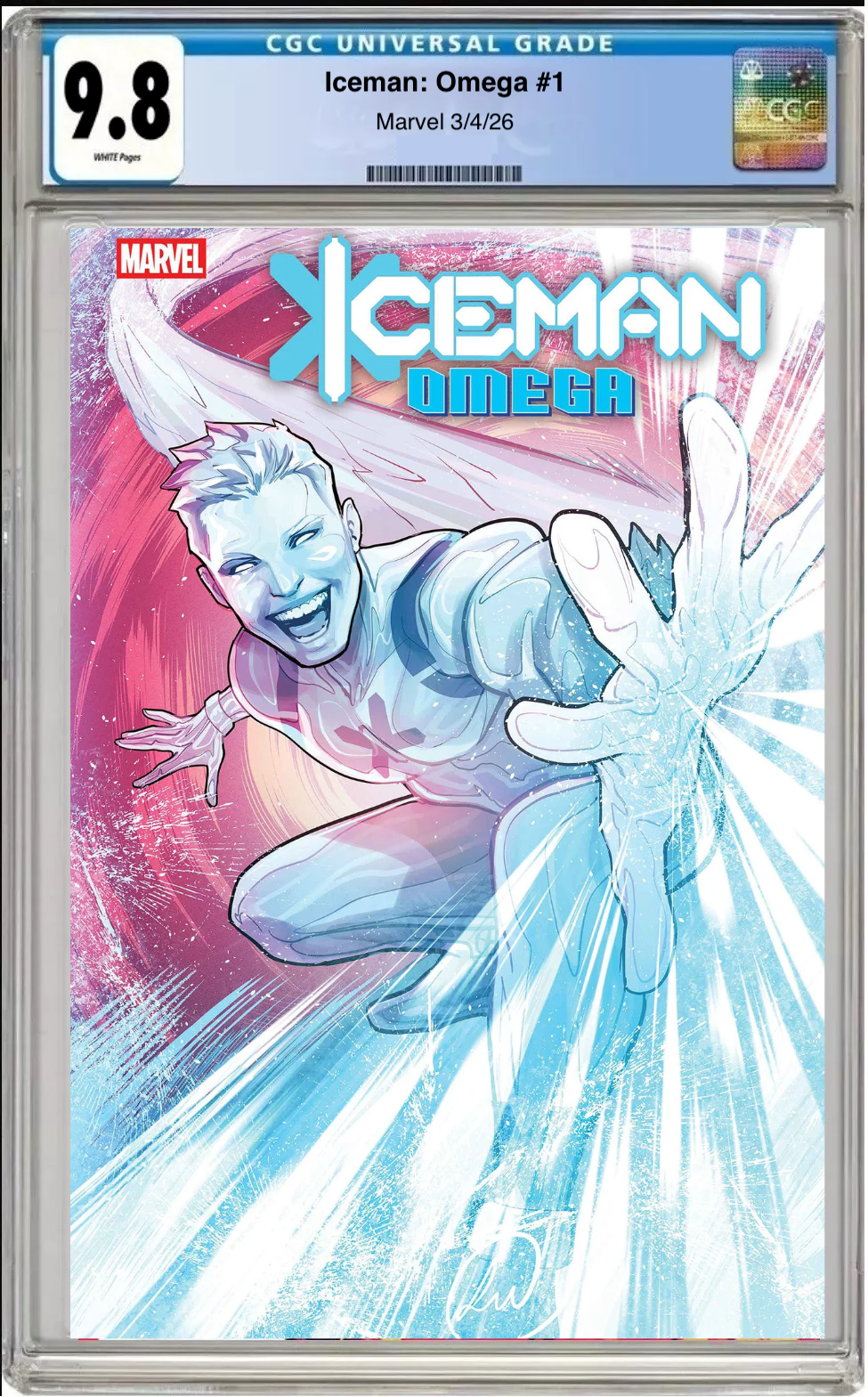 Comic book cover of Iceman: Omega #1 Lucas Werneck Cover with CGC grading label.