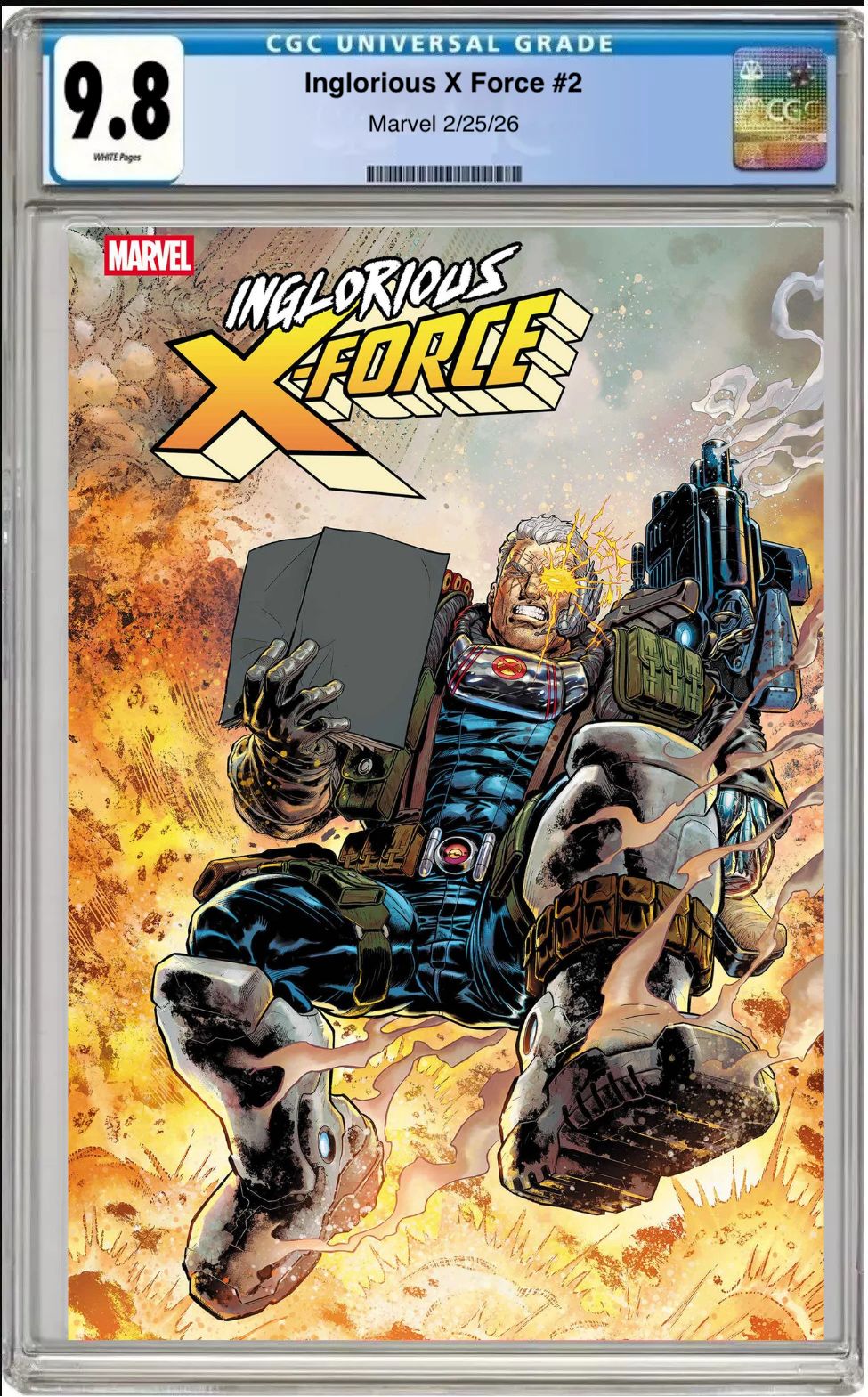 Comic book cover of Inglorious X-Force #2 Ian Churchill Marvel Comics Presents Cover with CGC grading label.