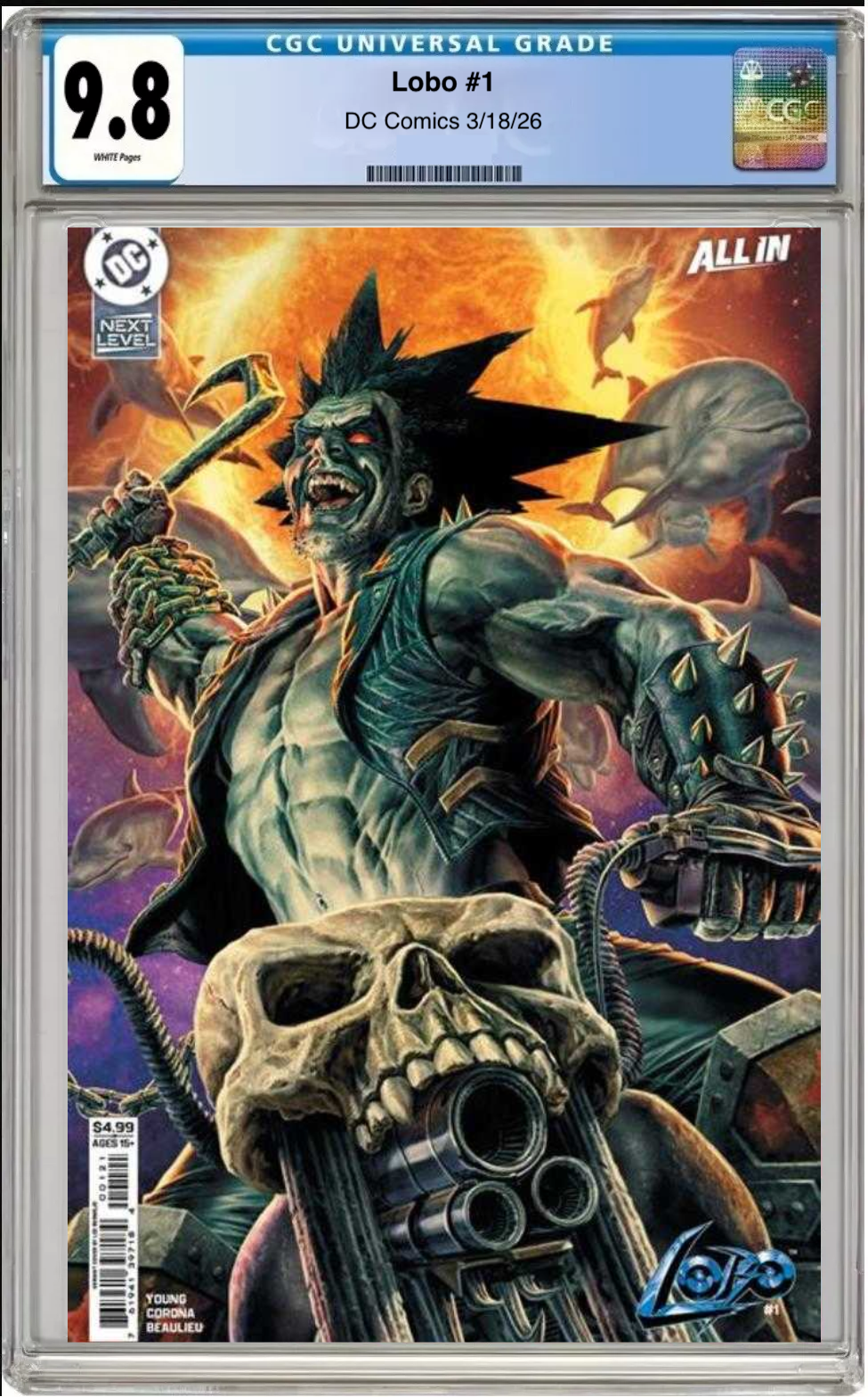 Comic book cover of Lobo #1 Cover A/B with CGC grading label.