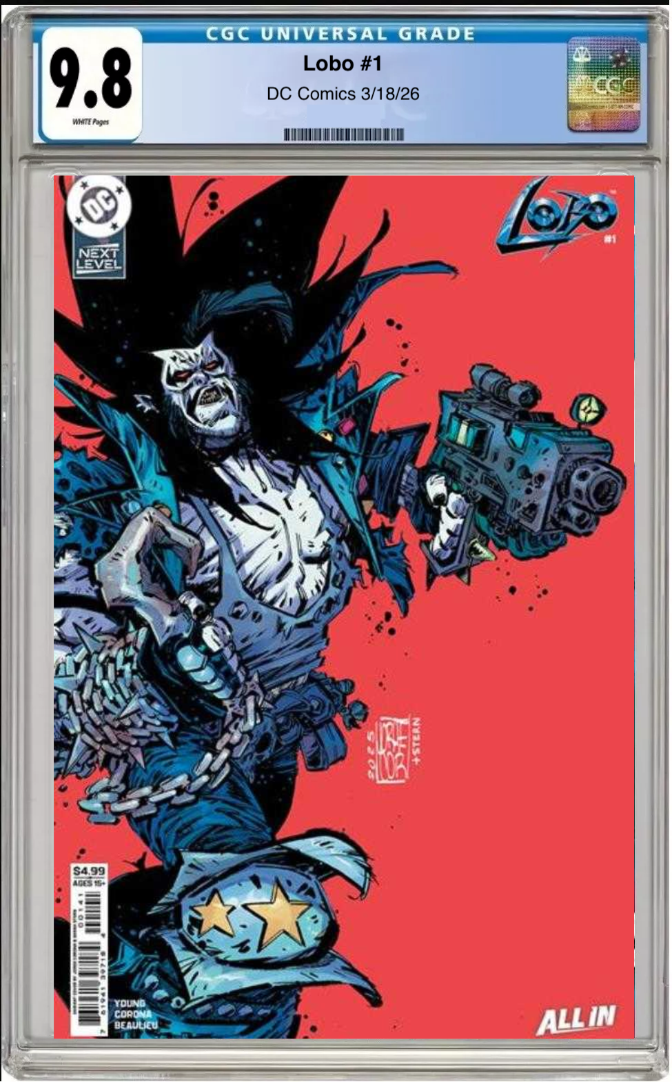 Comic book cover of Lobo #1 Cover D with CGC grading label.
