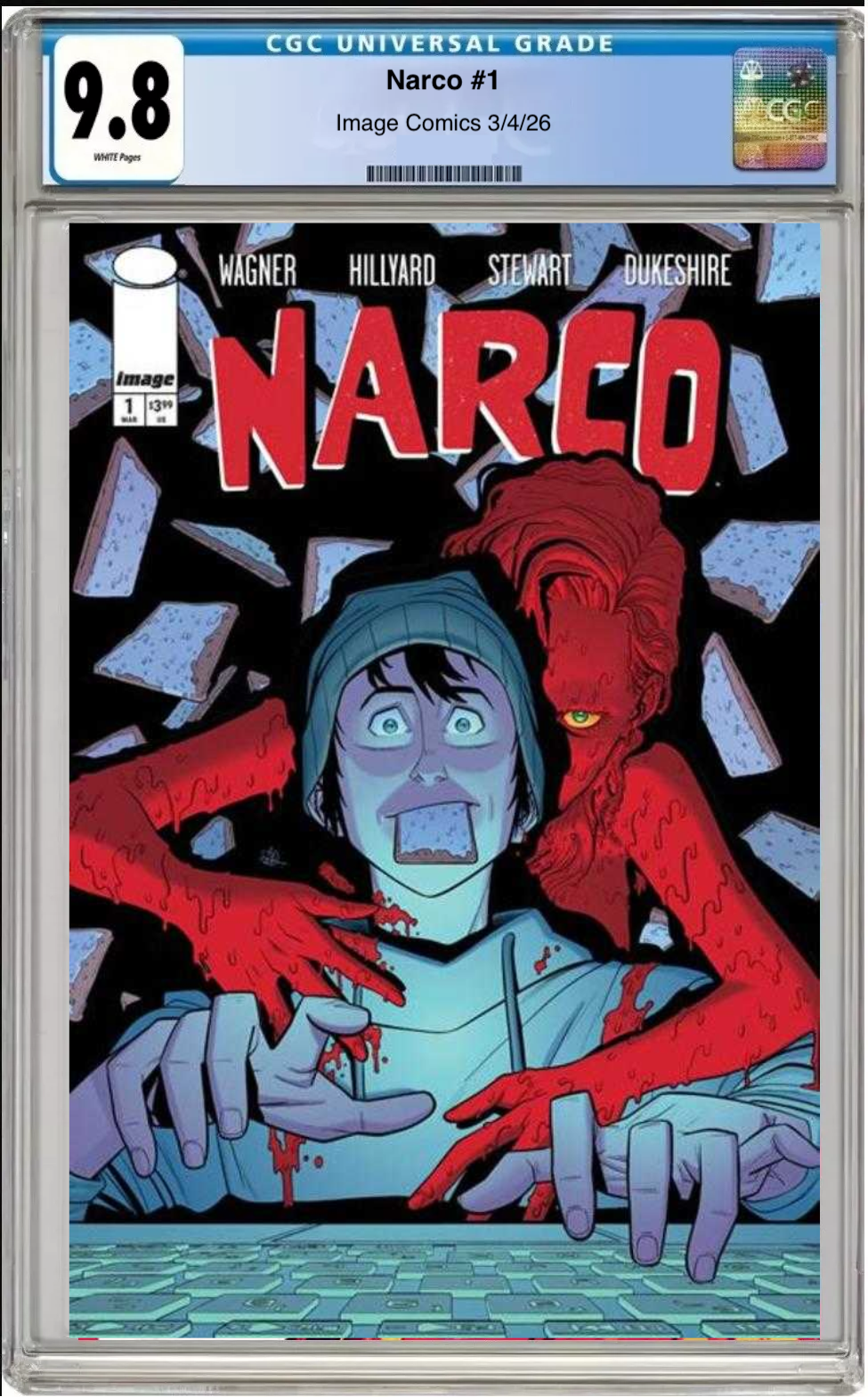 Comic book cover of Narco #1 Cover A with CGC grading label.