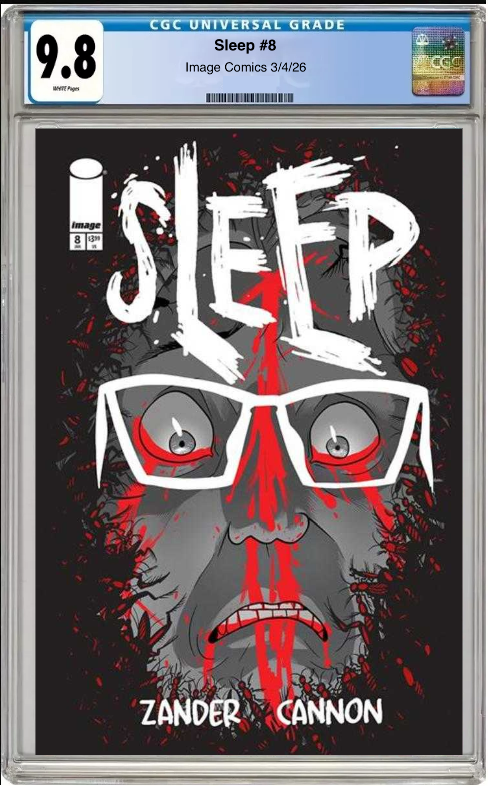 Comic book cover of Sleep #8 Cover A with CGC grading label.