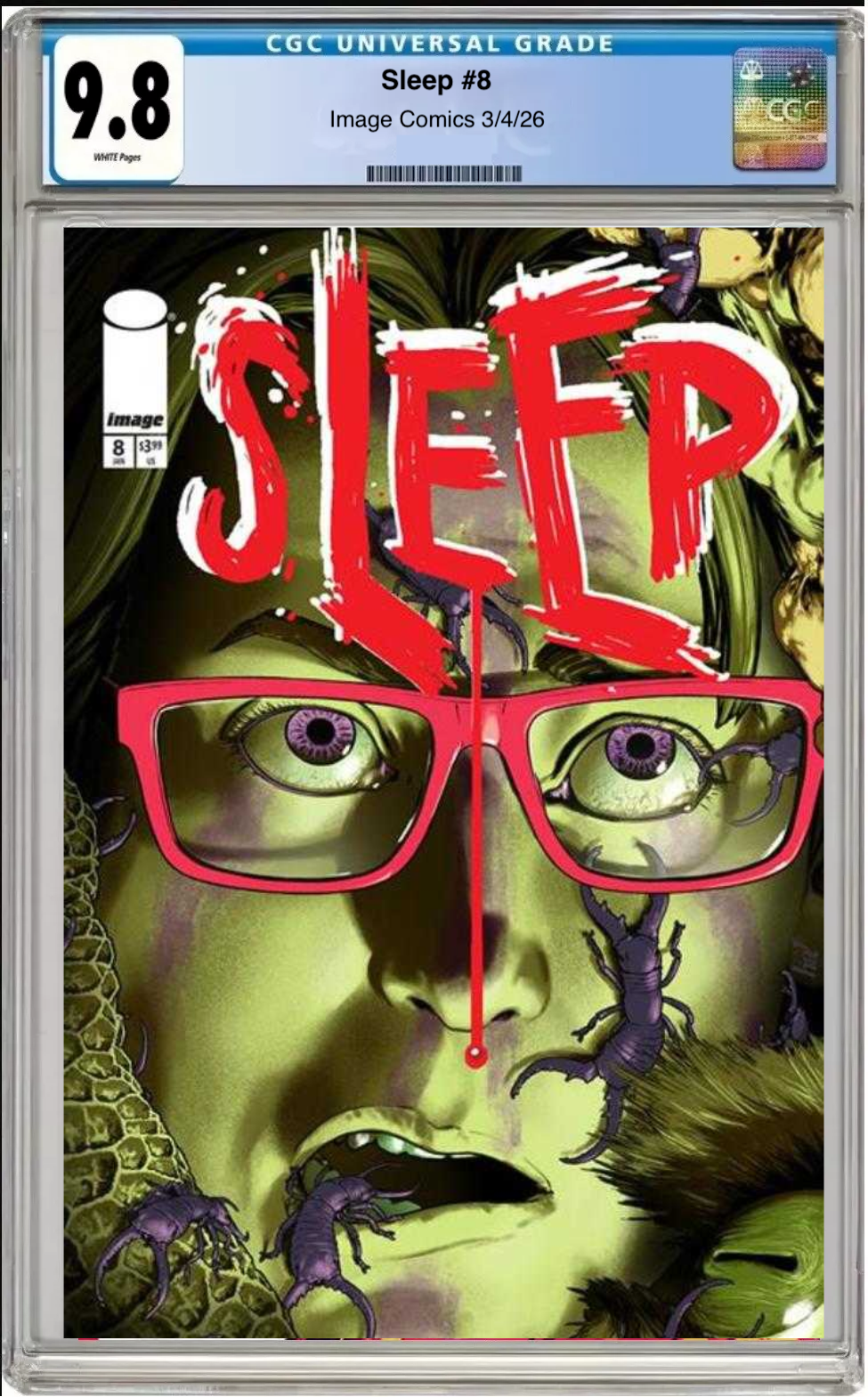 Comic book cover of Sleep #8 Cover B with CGC grading label.