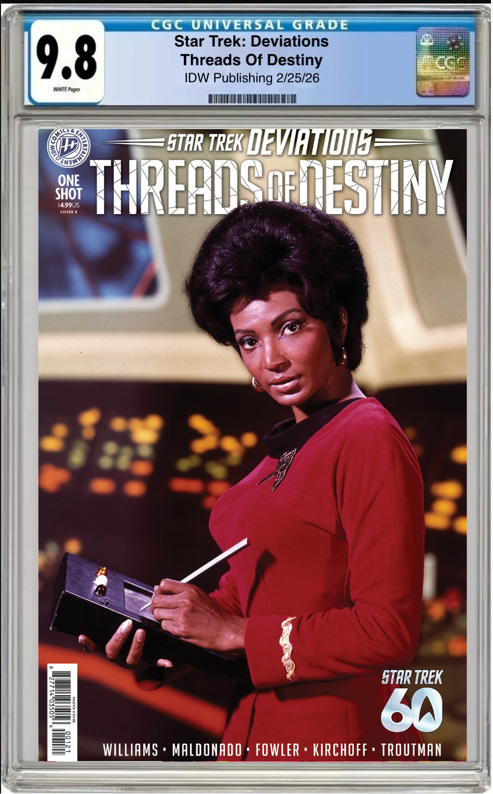 Comic book cover of Star Trek: Deviations – Threads of Destiny Cover B with CGC grading label.