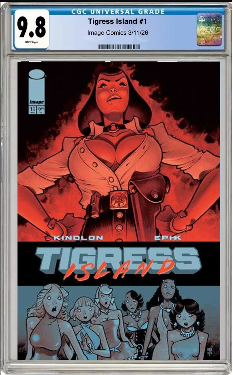 Comic book cover of Tigress Island #1 Cover A with CGC grading label.