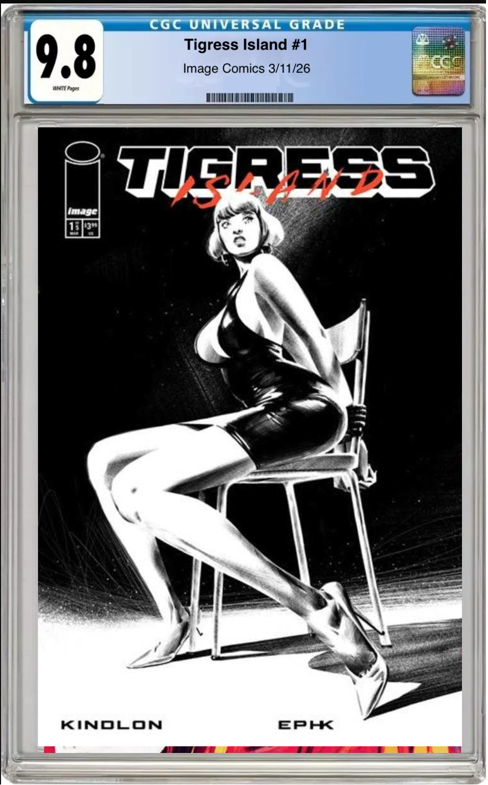 Comic book cover of Tigress Island #1 Cover D with CGC grading label.