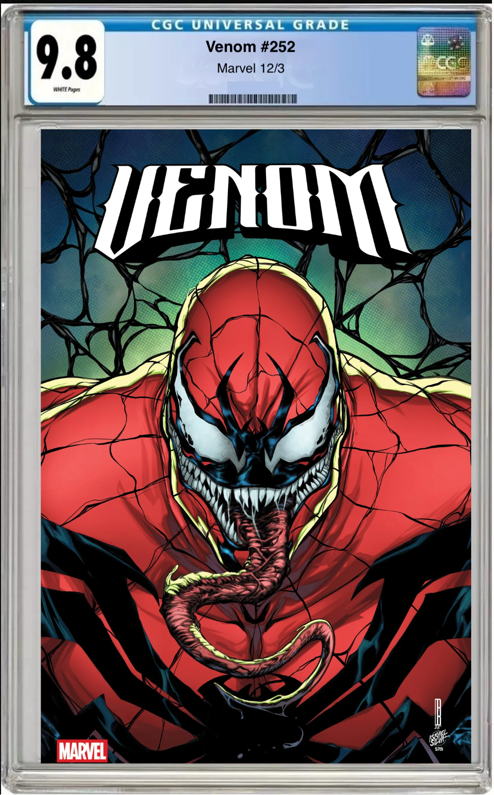Comic book cover of Venom #252 David Baldeón Foil Cover with CGC grading label.