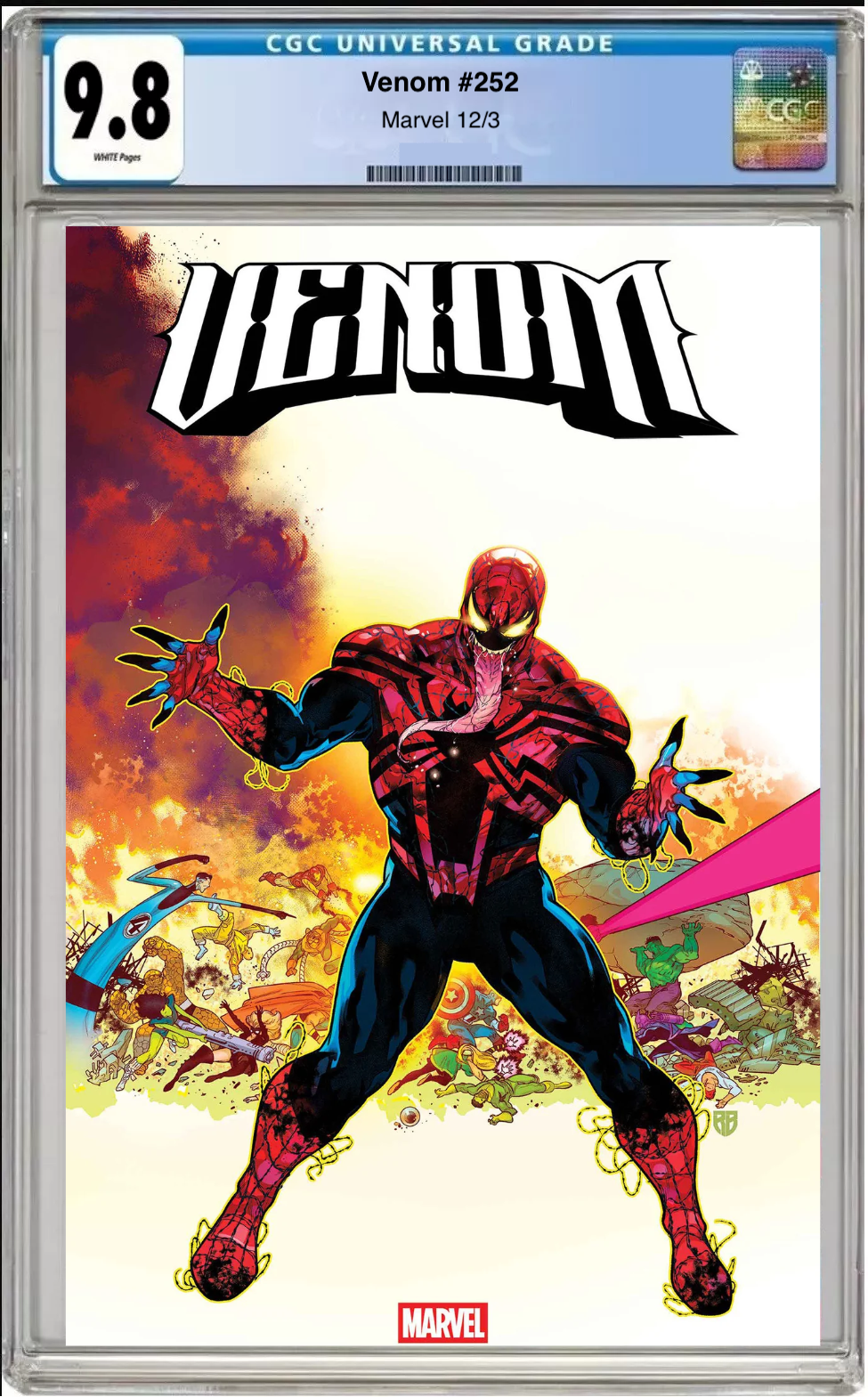 Comic book cover of Venom #252 R.B. Silve Homage Cover with CGC grading label.