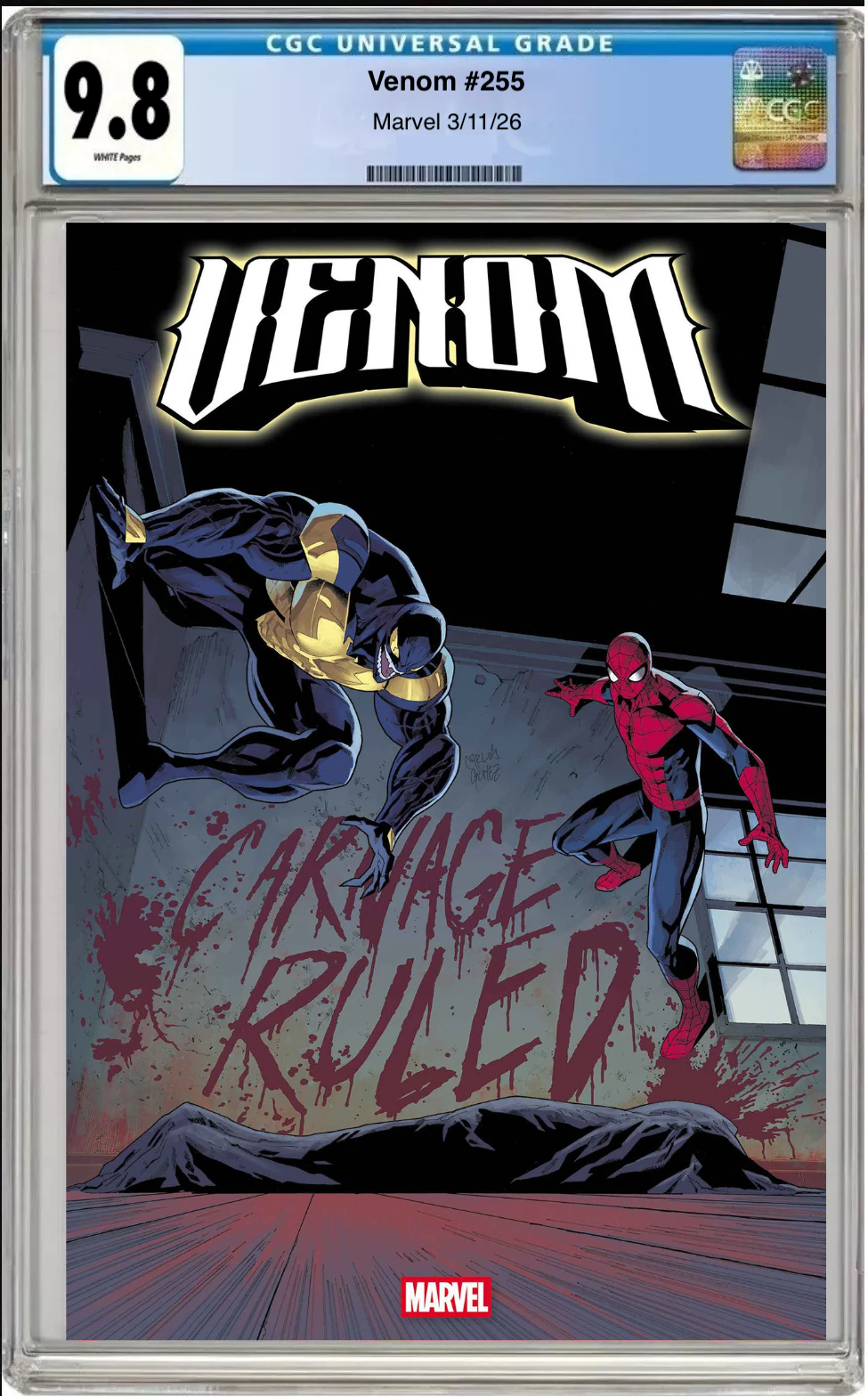 Comic book cover of Venom #255 Main Cover with CGC grading label.
