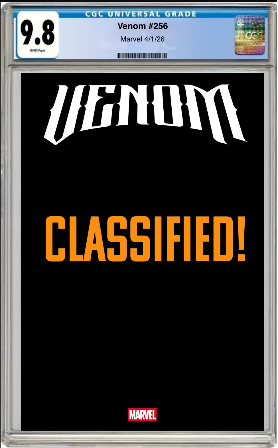 Comic book cover of Venom #256 Scott Koblish Cover with CGC grading label.